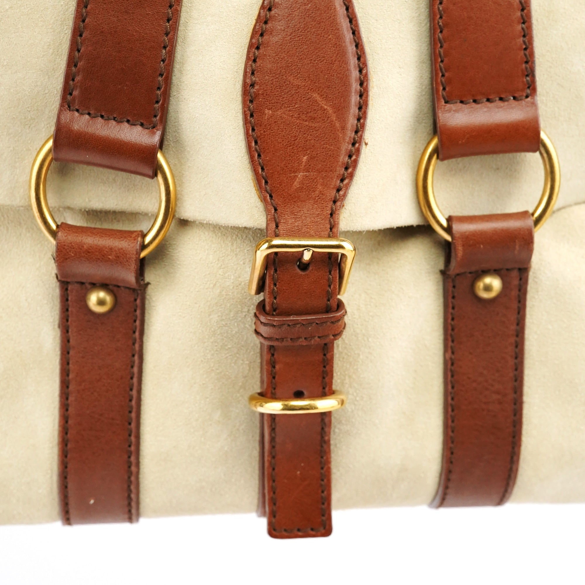 146878 Beige Suede Leather Travel Bag