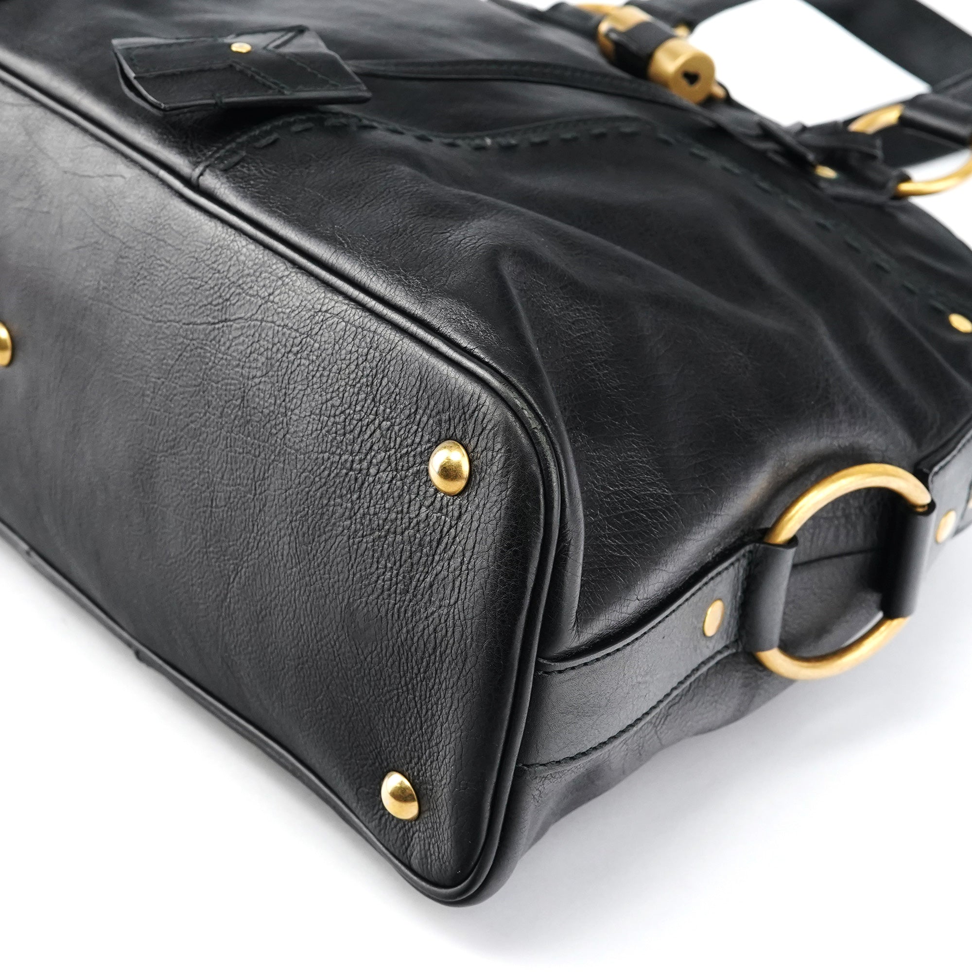 156464 Black Calfskin Leather Muse Tote Bag
