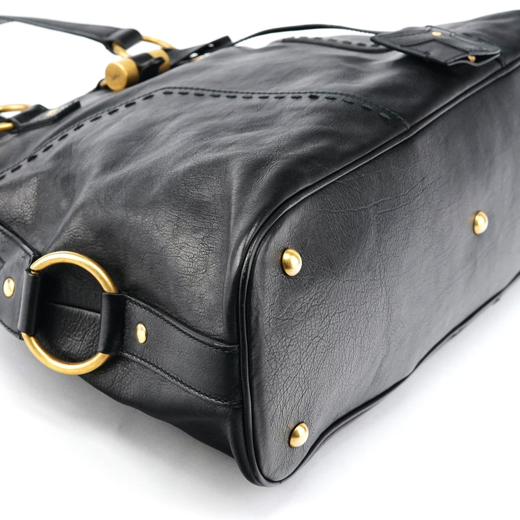 156464 Black Calfskin Leather Muse Tote Bag