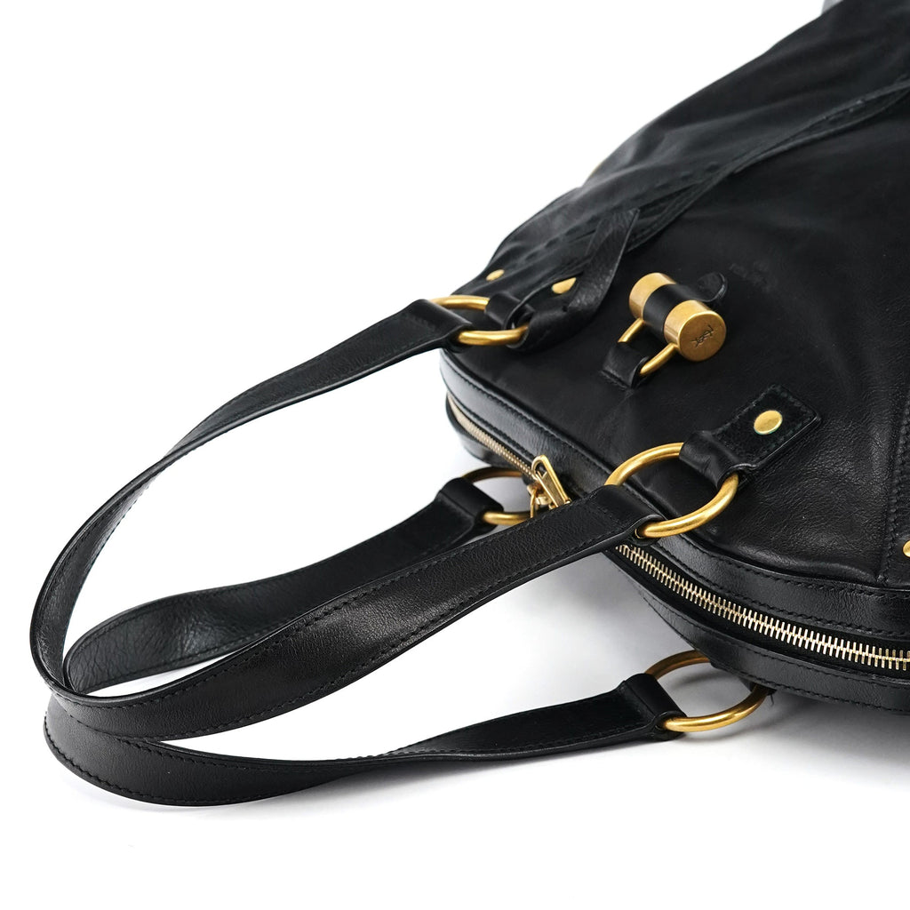 156464 Black Calfskin Leather Muse Tote Bag