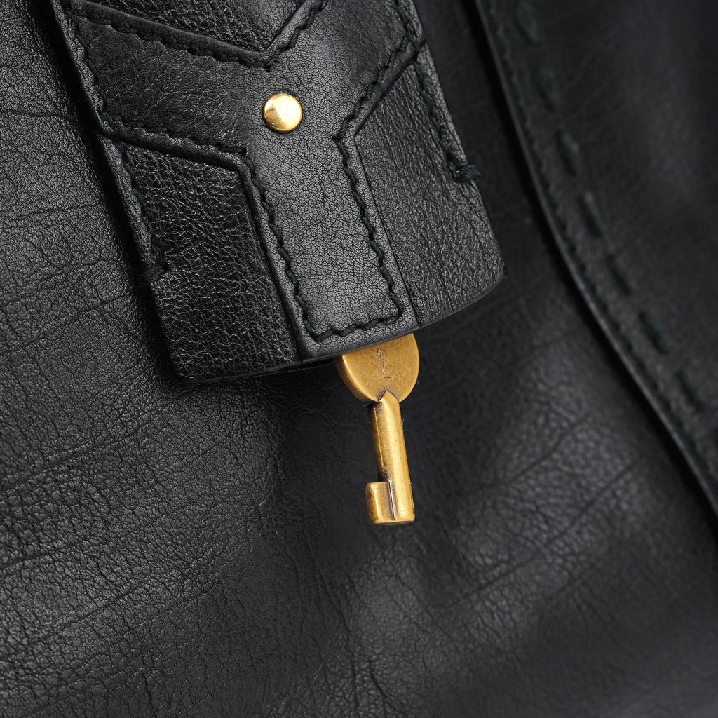 156464 Black Calfskin Leather Muse Tote Bag