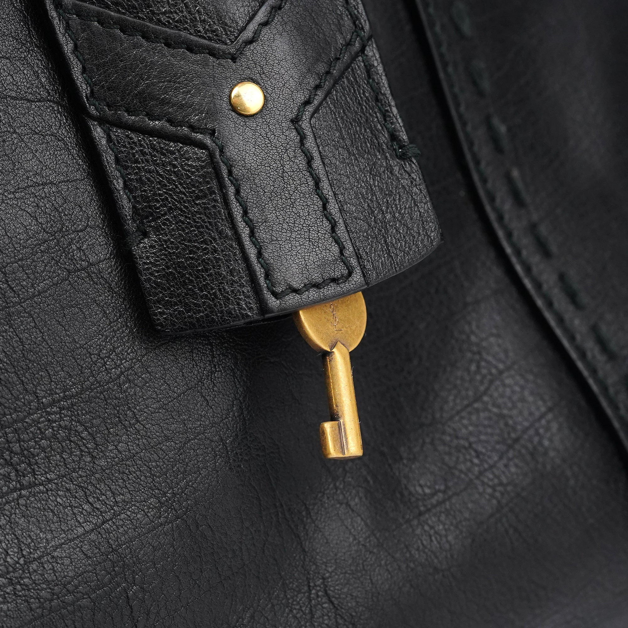 156464 Black Calfskin Leather Muse Tote Bag