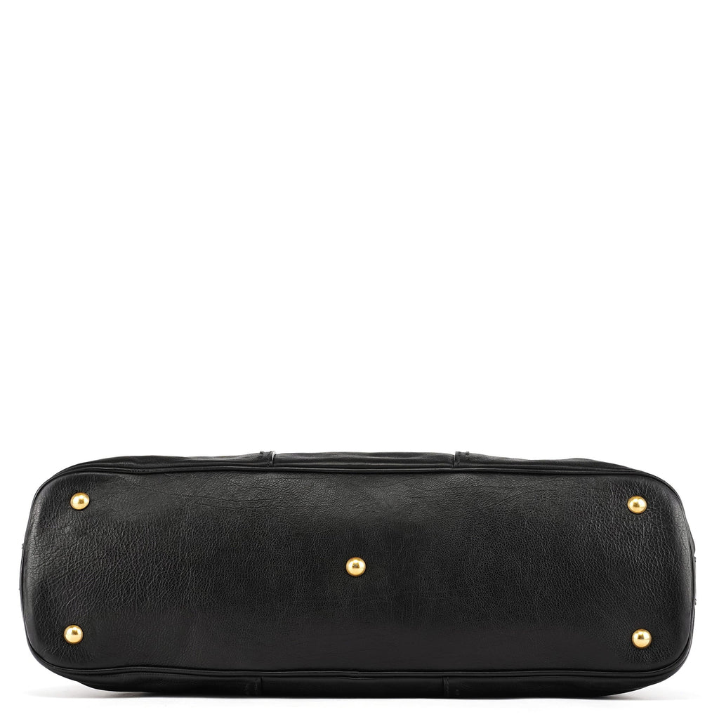 156464 Black Calfskin Leather Muse Tote Bag