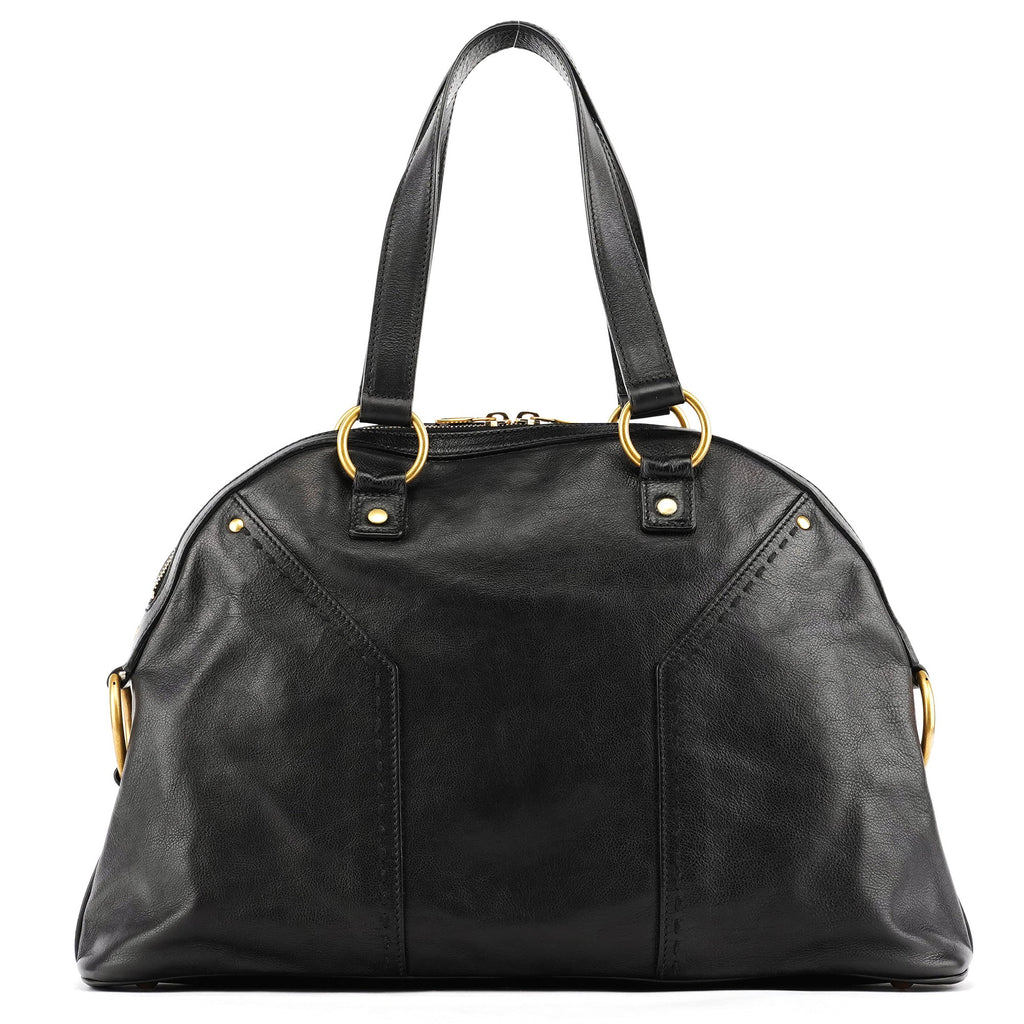 156464 Black Calfskin Leather Muse Tote Bag