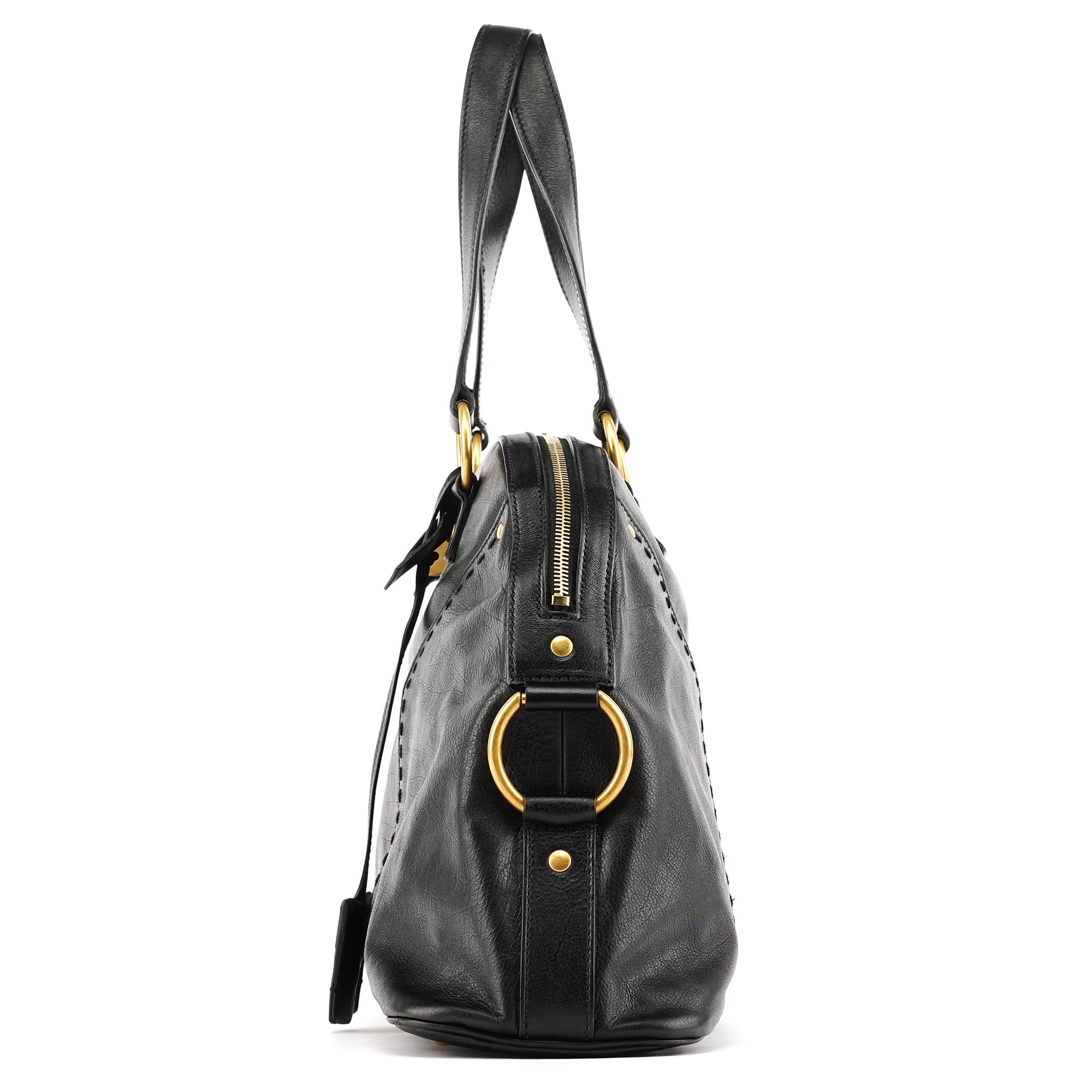 156464 Black Calfskin Leather Muse Tote Bag