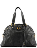 156464 Black Calfskin Leather Muse Tote Bag