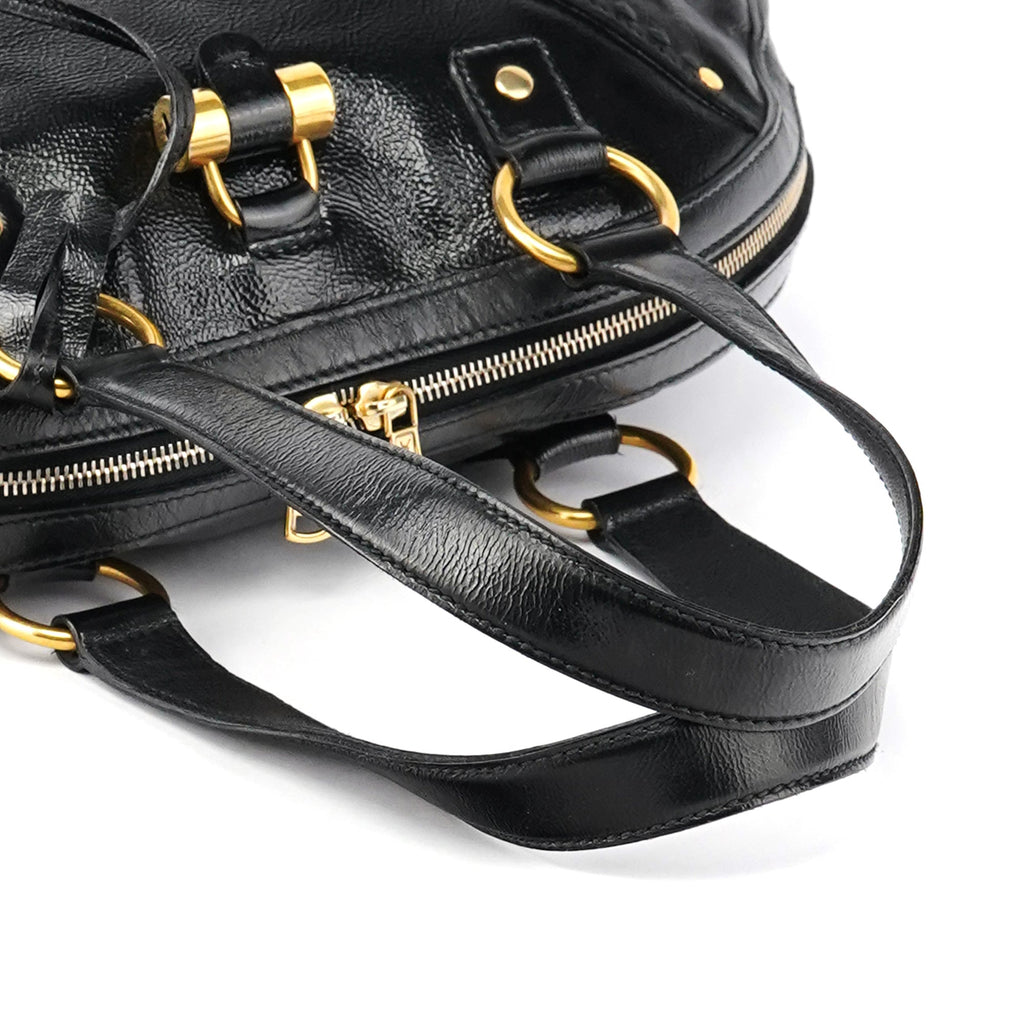 156464 Black Patent Leather Muse Tote Bag