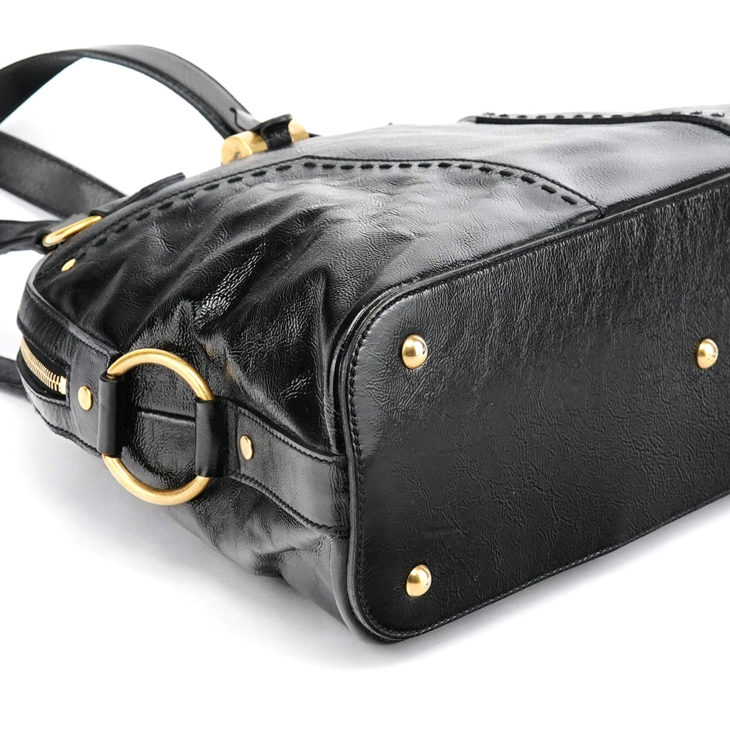 156464 Black Patent Leather Muse Tote Bag