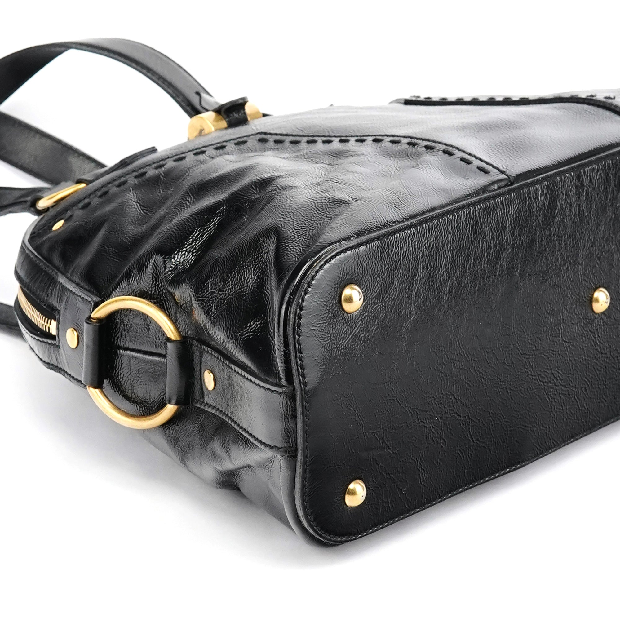 156464 Black Patent Leather Muse Tote Bag