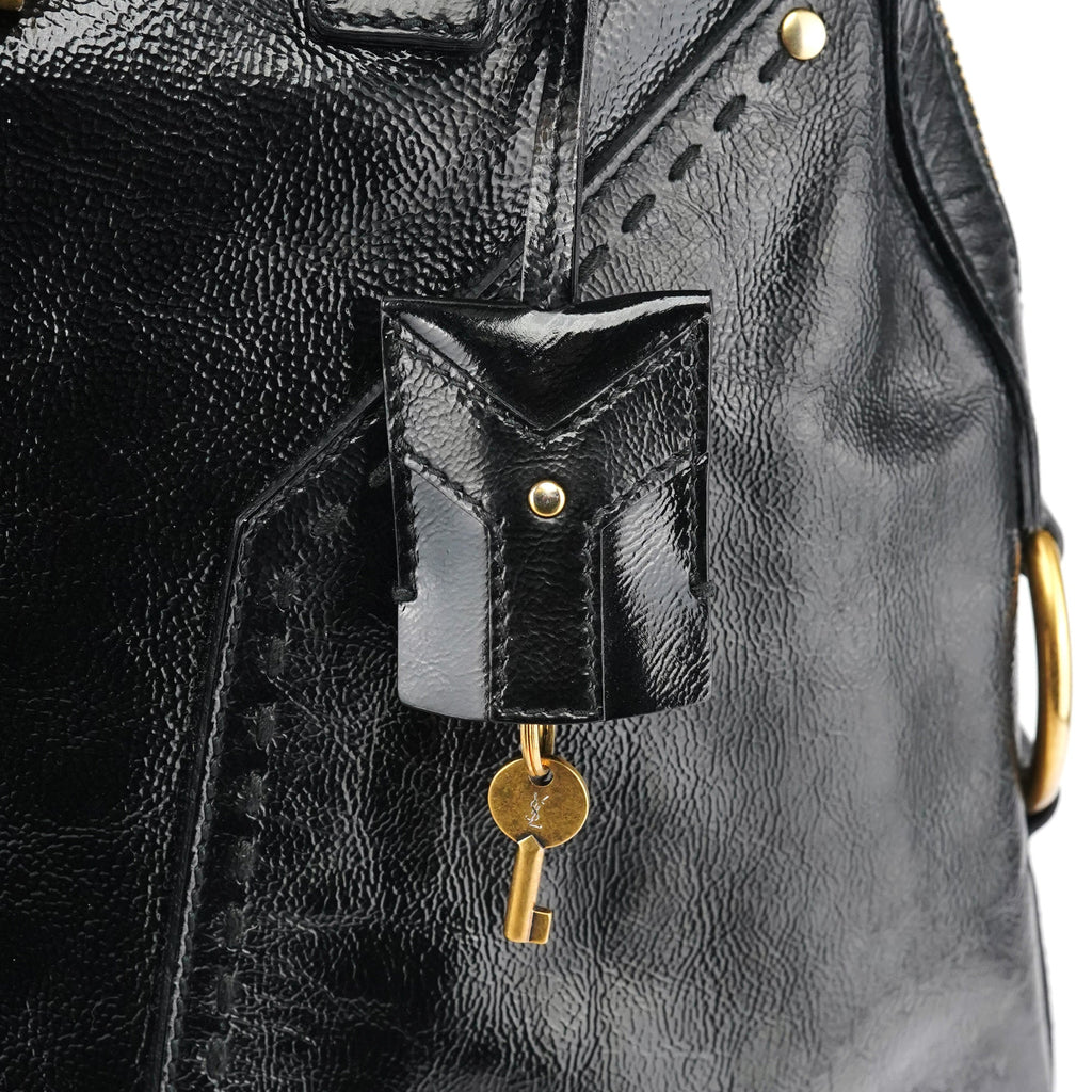 156464 Black Patent Leather Muse Tote Bag
