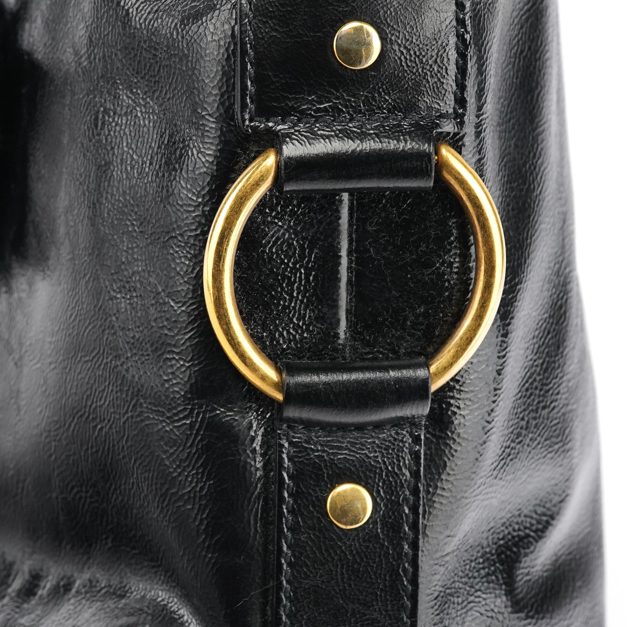 156464 Black Patent Leather Muse Tote Bag