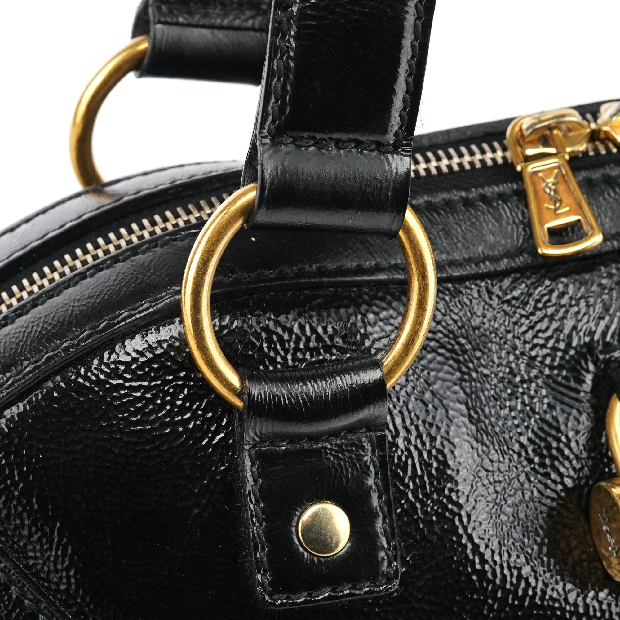 156464 Black Patent Leather Muse Tote Bag