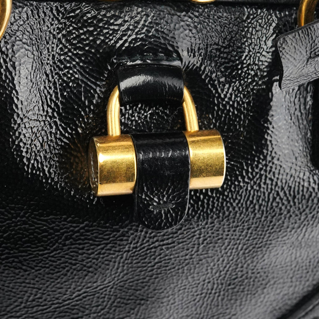 156464 Black Patent Leather Muse Tote Bag