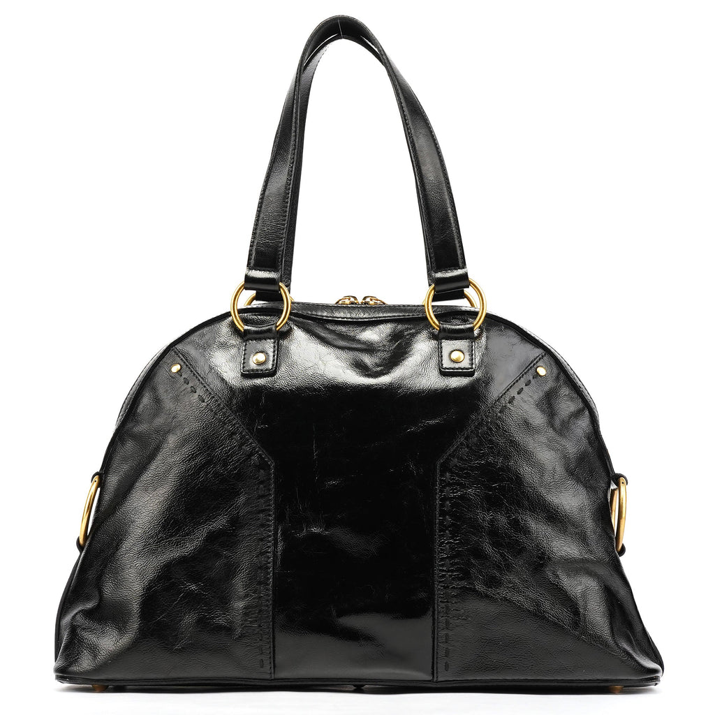 156464 Black Patent Leather Muse Tote Bag