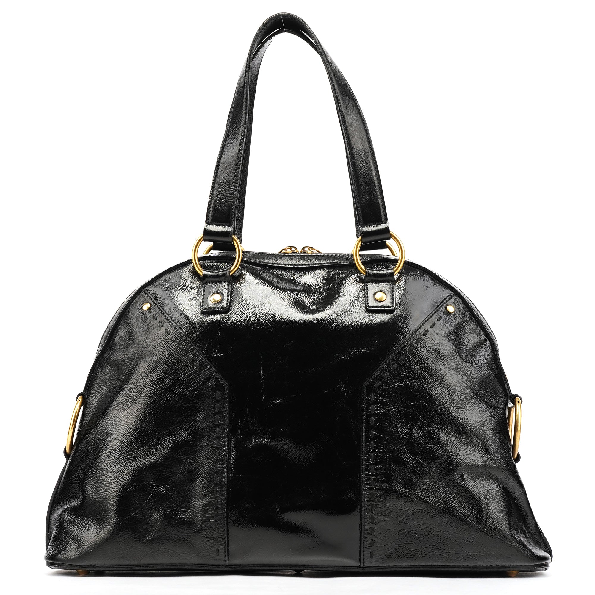 156464 Black Patent Leather Muse Tote Bag