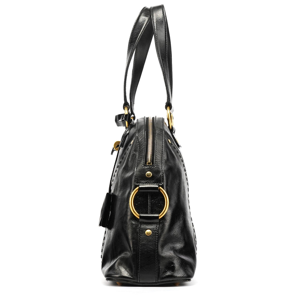 156464 Black Patent Leather Muse Tote Bag