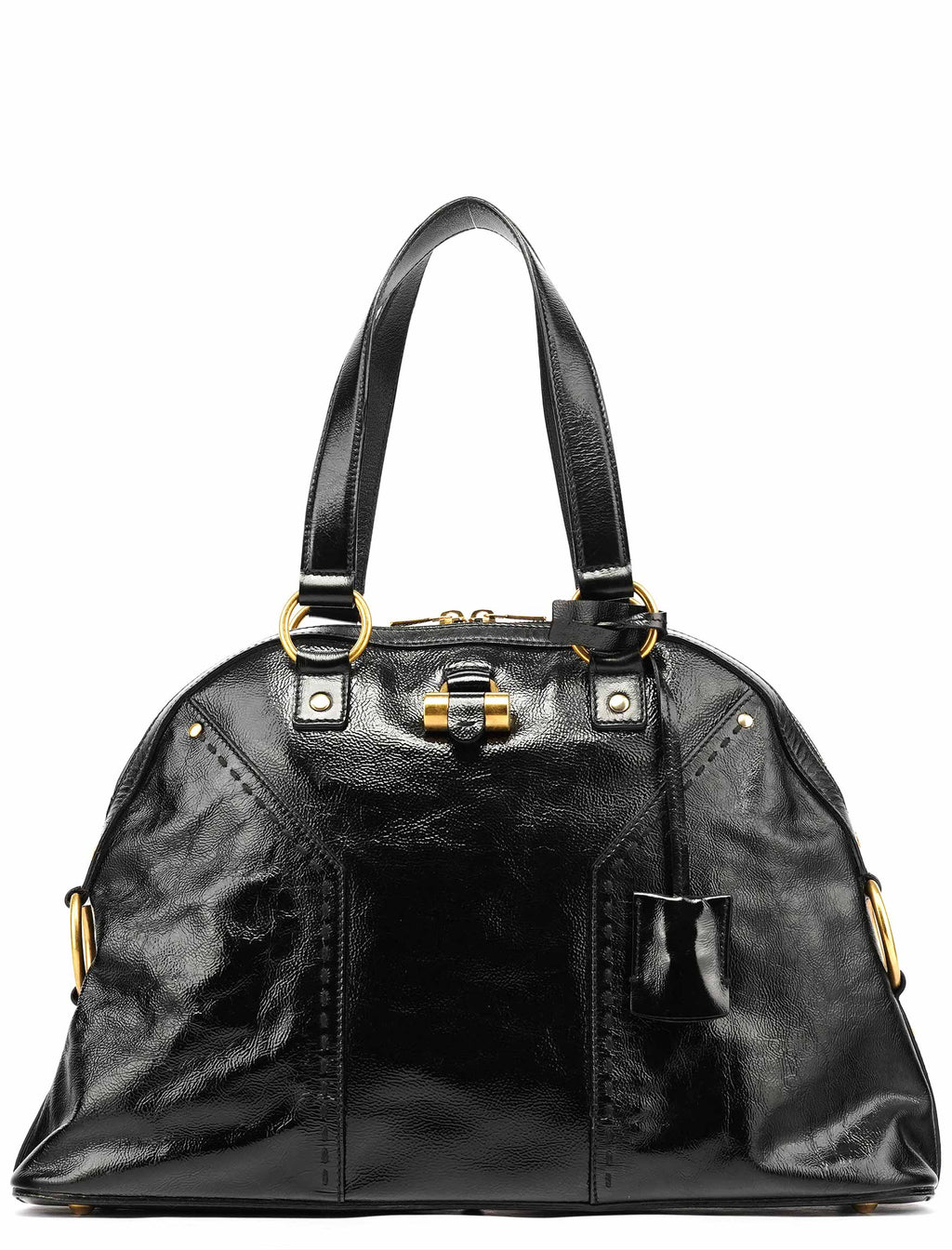 156464 Black Patent Leather Muse Tote Bag