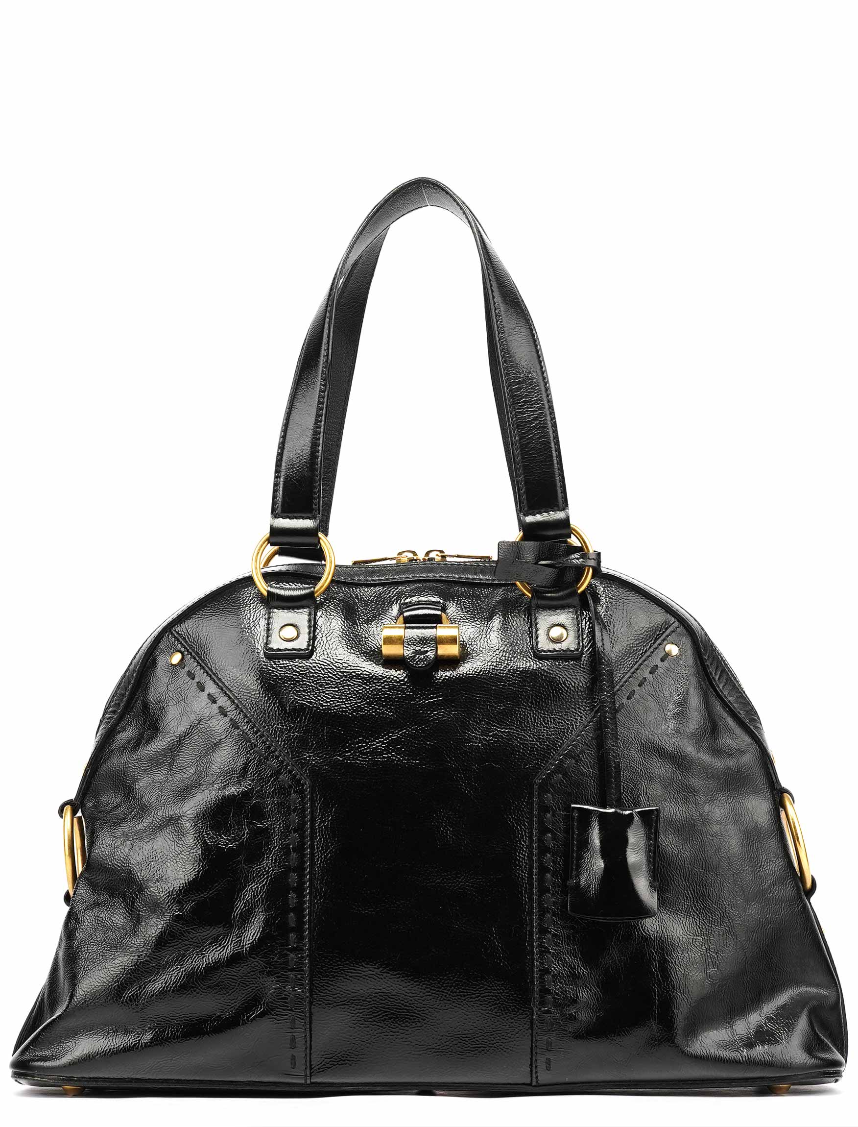 156464 Black Patent Leather Muse Tote Bag