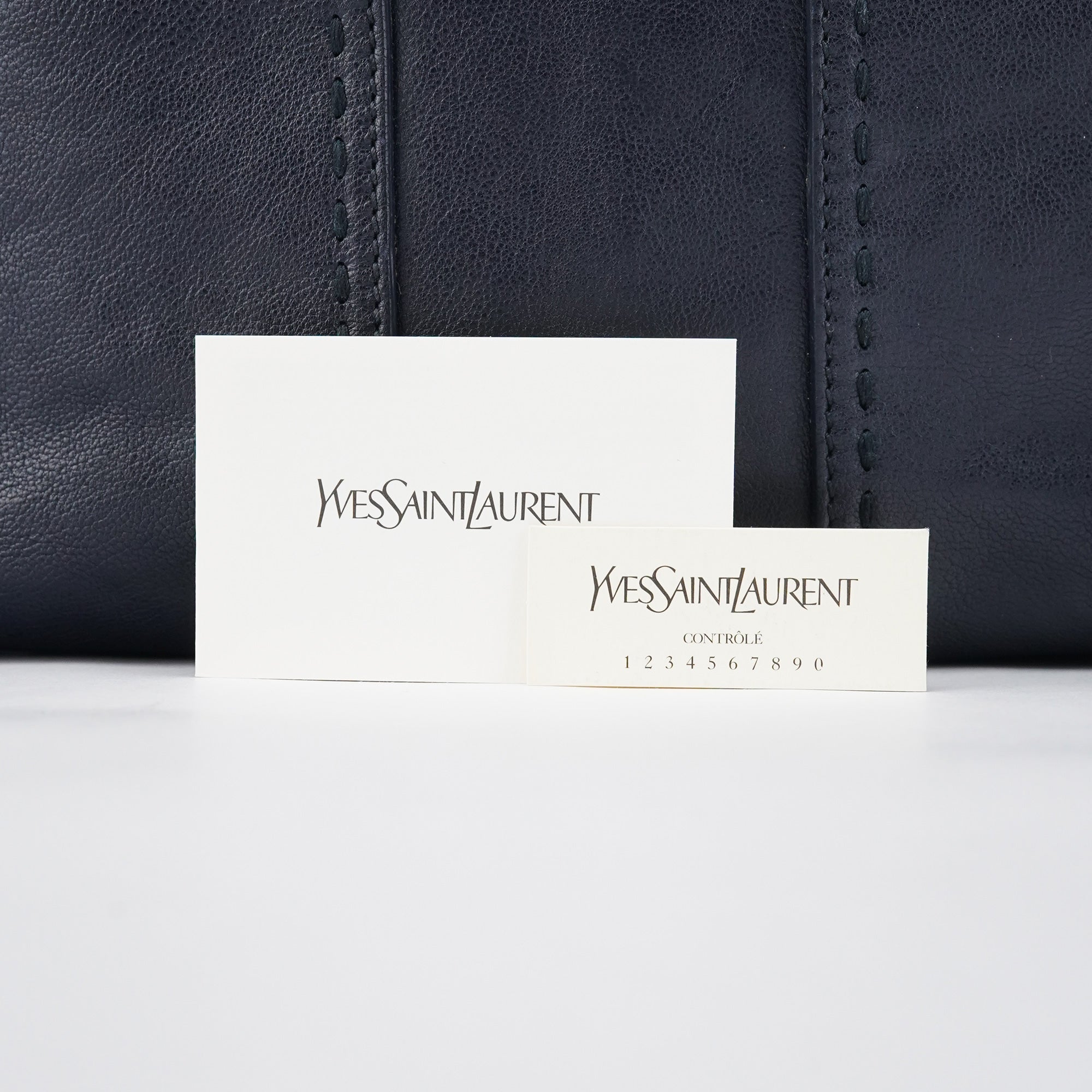 156464 Navy Leather Muse Tote Bag