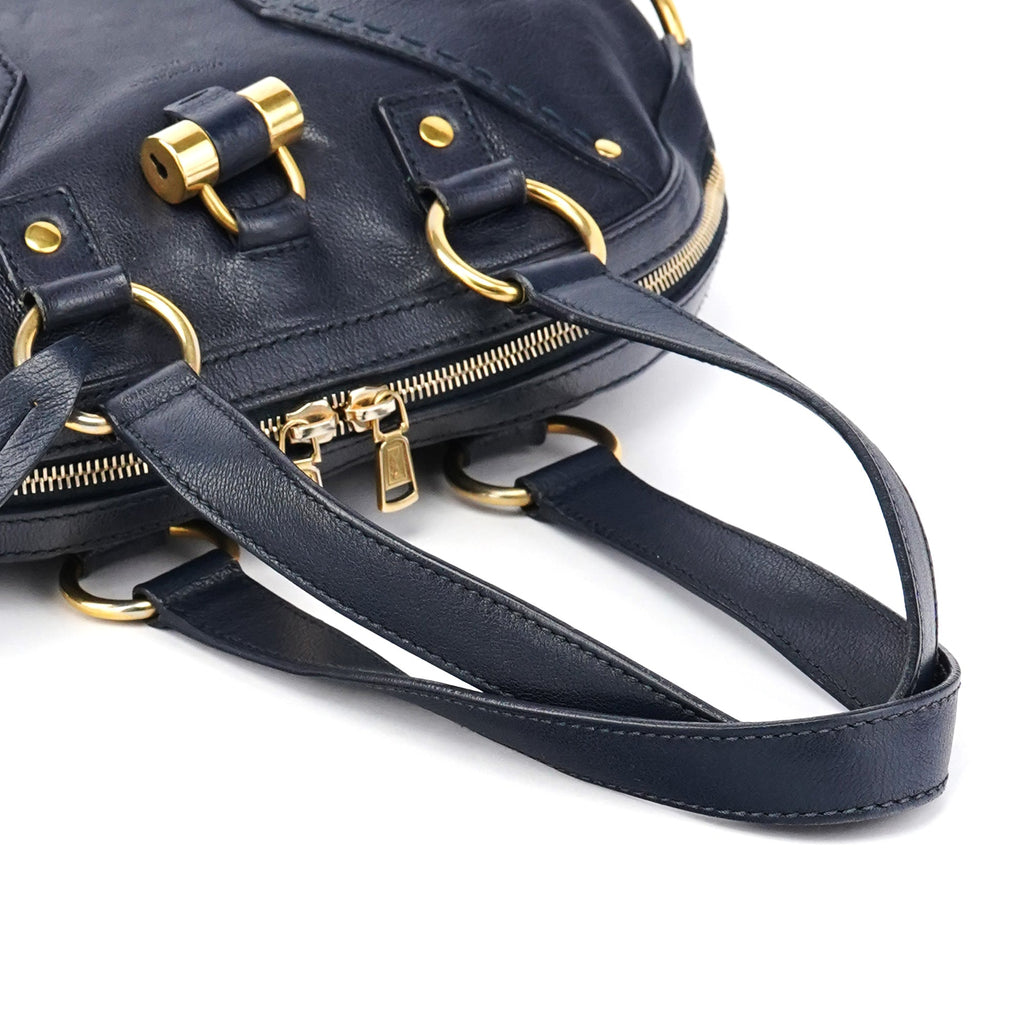 156464 Navy Leather Muse Tote Bag