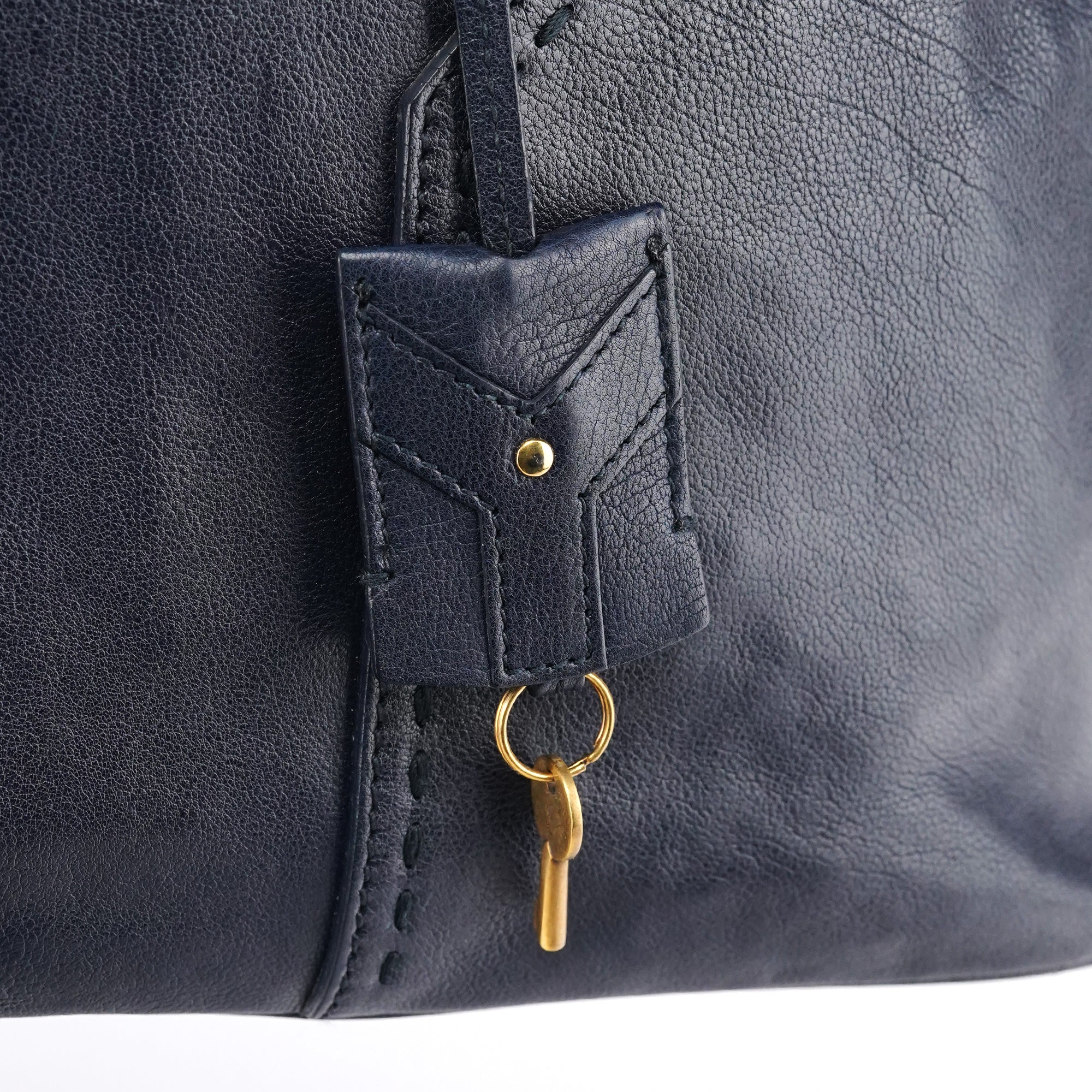 156464 Navy Leather Muse Tote Bag