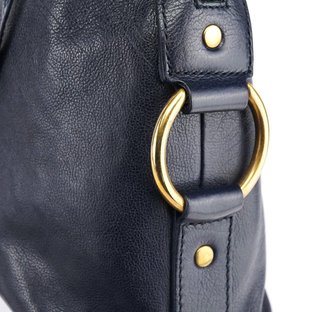 156464 Navy Leather Muse Tote Bag