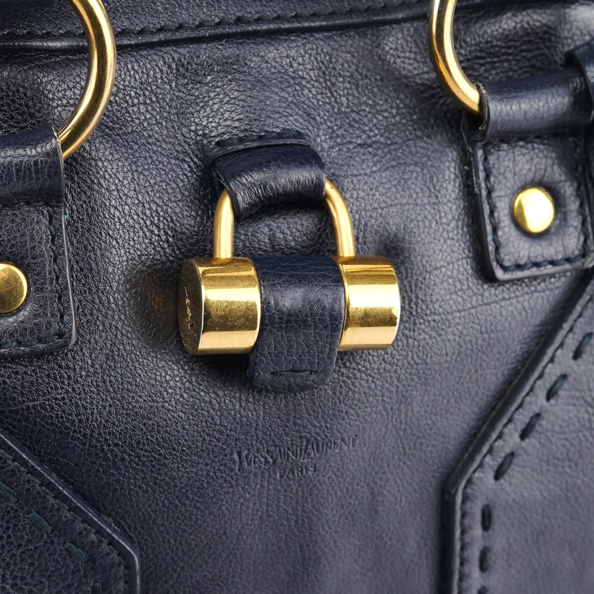 156464 Navy Leather Muse Tote Bag