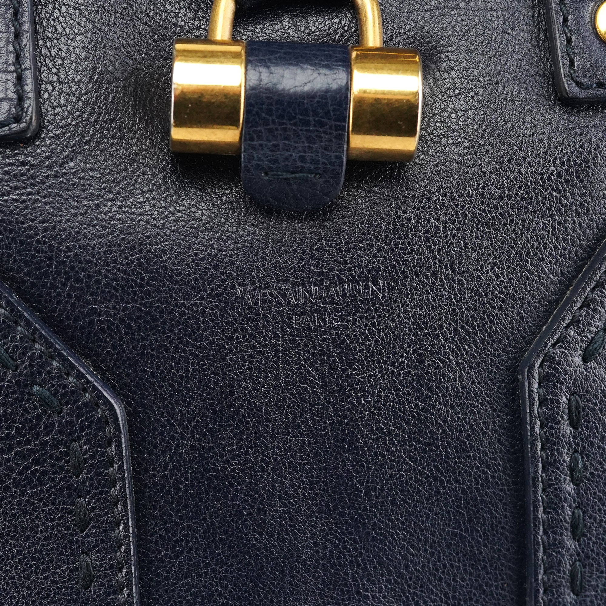 156464 Navy Leather Muse Tote Bag