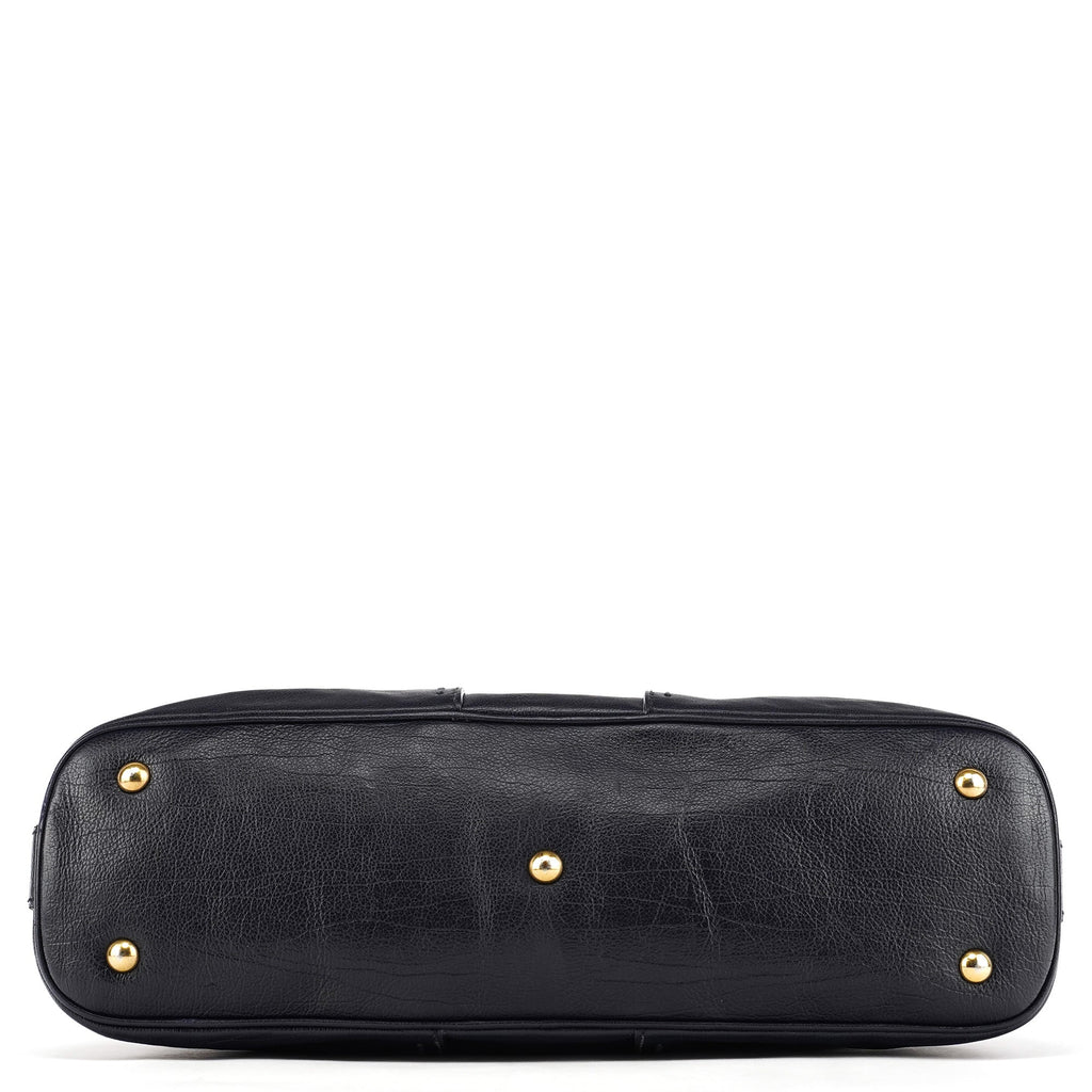 156464 Navy Leather Muse Tote Bag