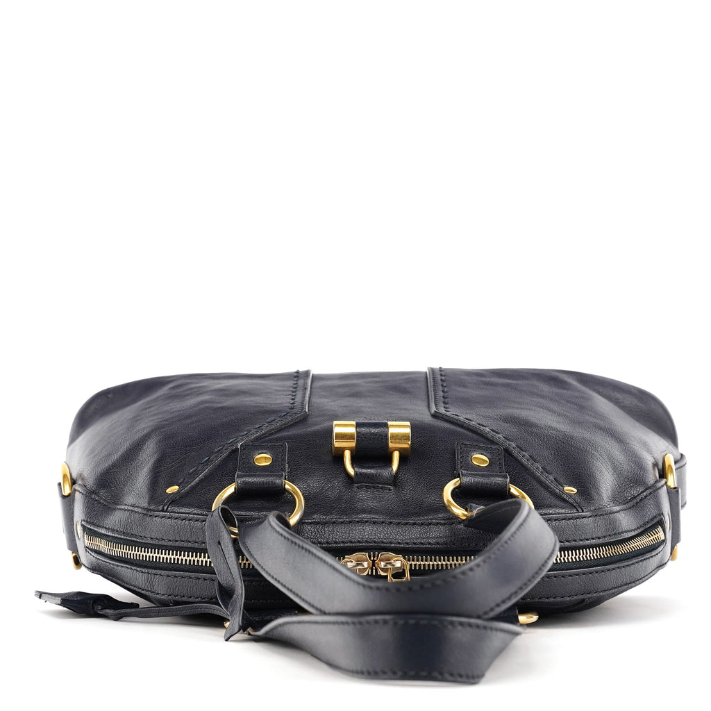 156464 Navy Leather Muse Tote Bag