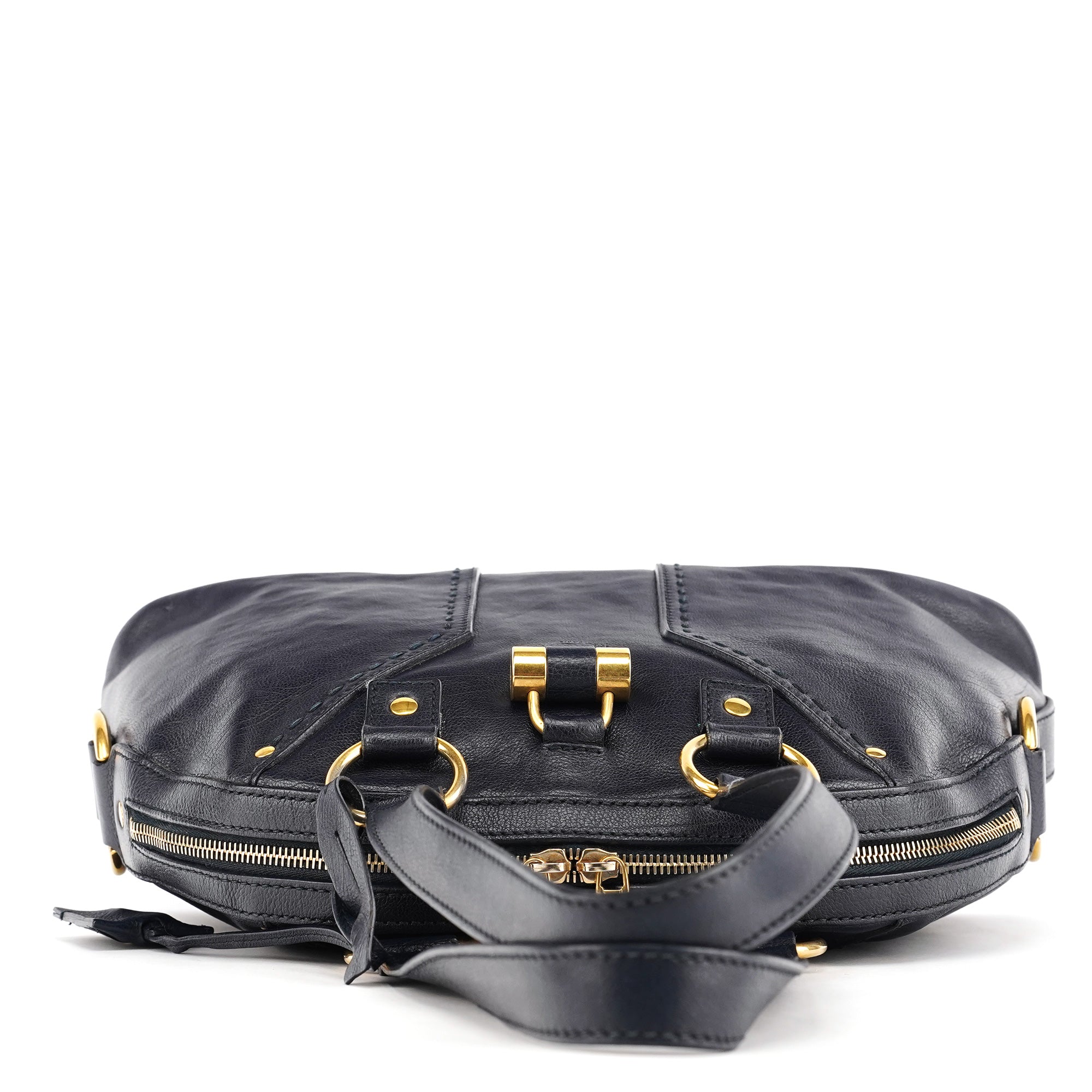 156464 Navy Leather Muse Tote Bag