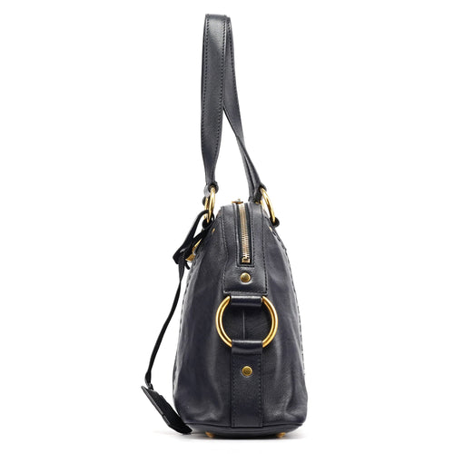 156464 Navy Leather Muse Tote Bag