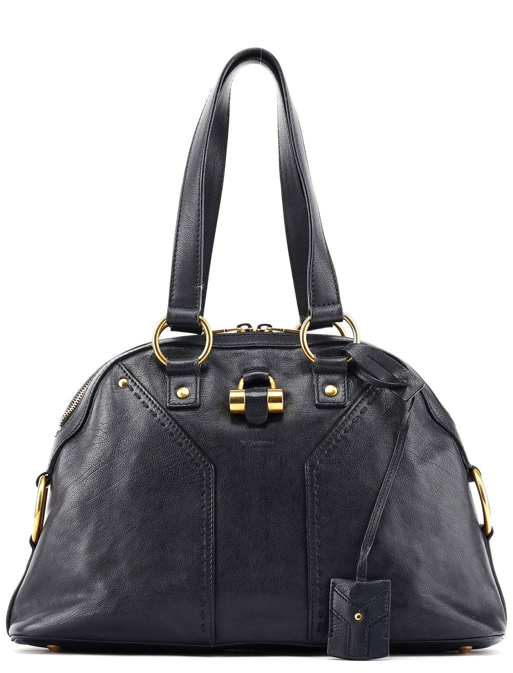 156464 Navy Leather Muse Tote Bag