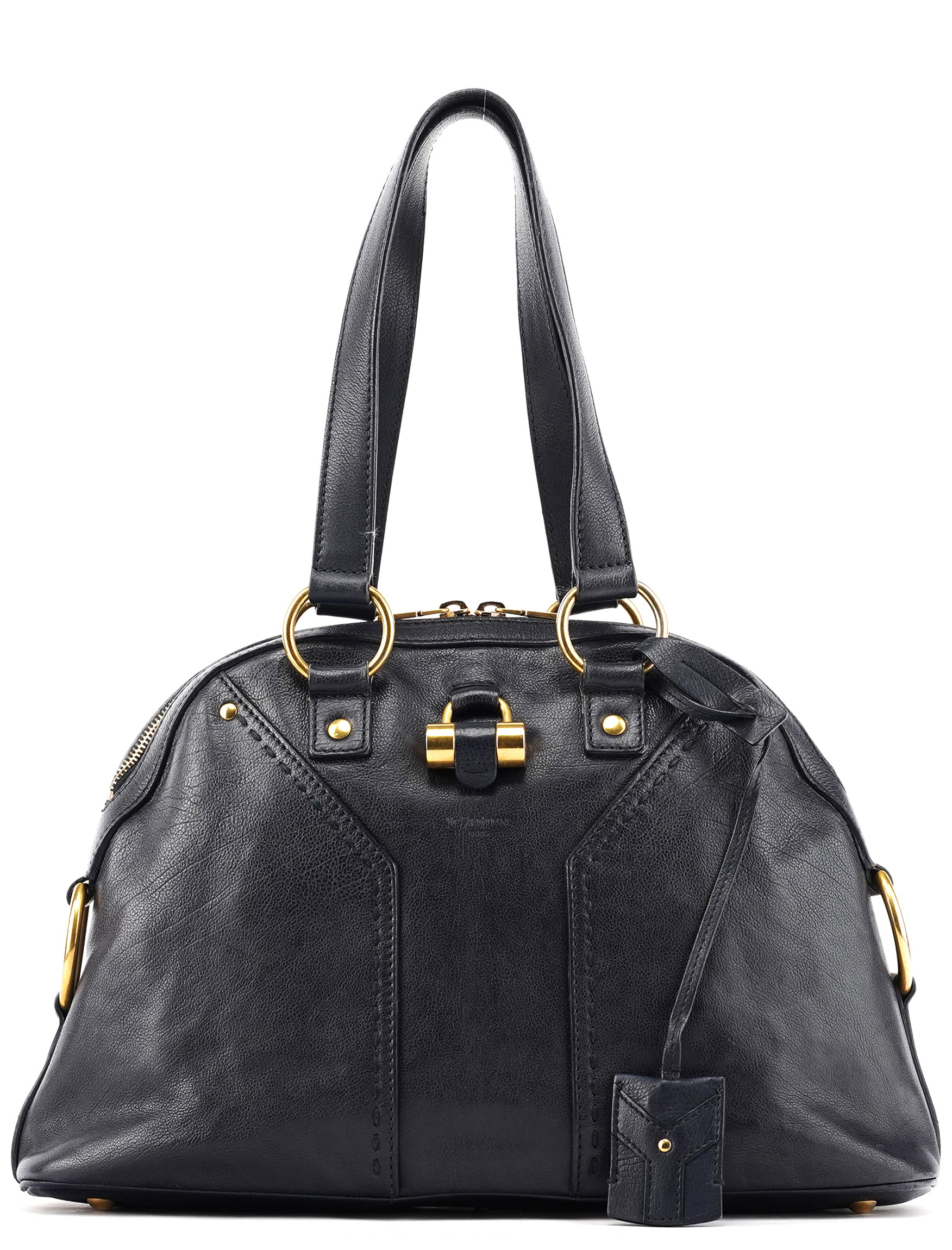 156464 Navy Leather Muse Tote Bag