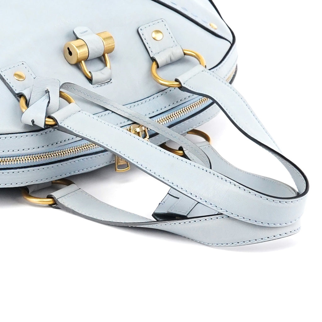 156464 Pale Blue Leather Muse Tote Bag