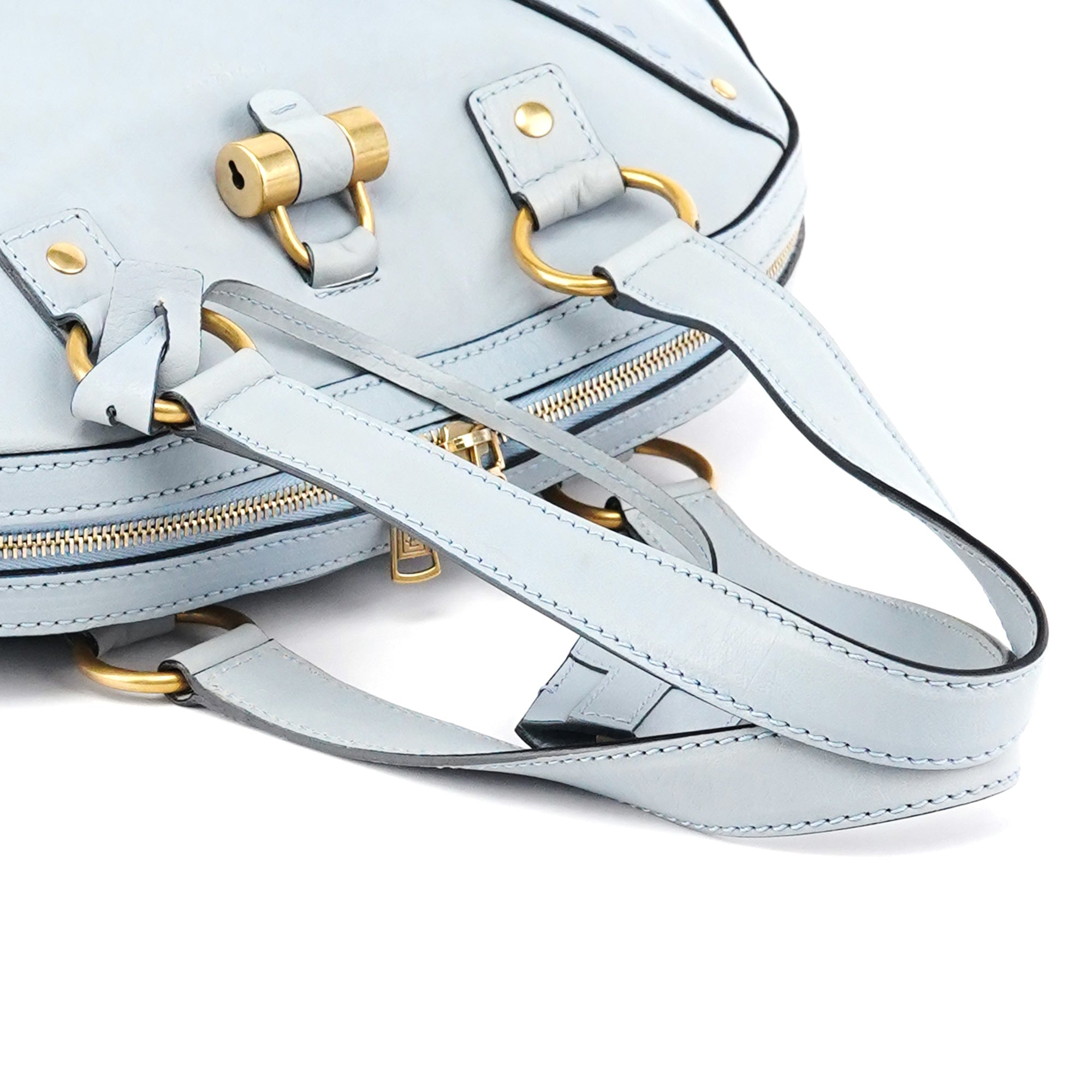 156464 Pale Blue Leather Muse Tote Bag