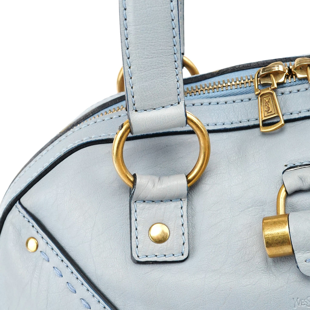 156464 Pale Blue Leather Muse Tote Bag