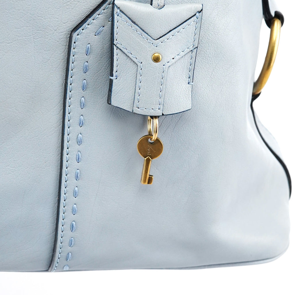 156464 Pale Blue Leather Muse Tote Bag