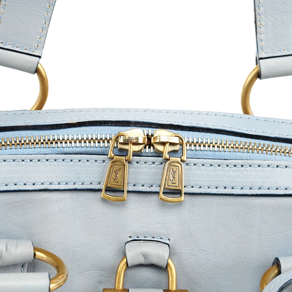 156464 Pale Blue Leather Muse Tote Bag