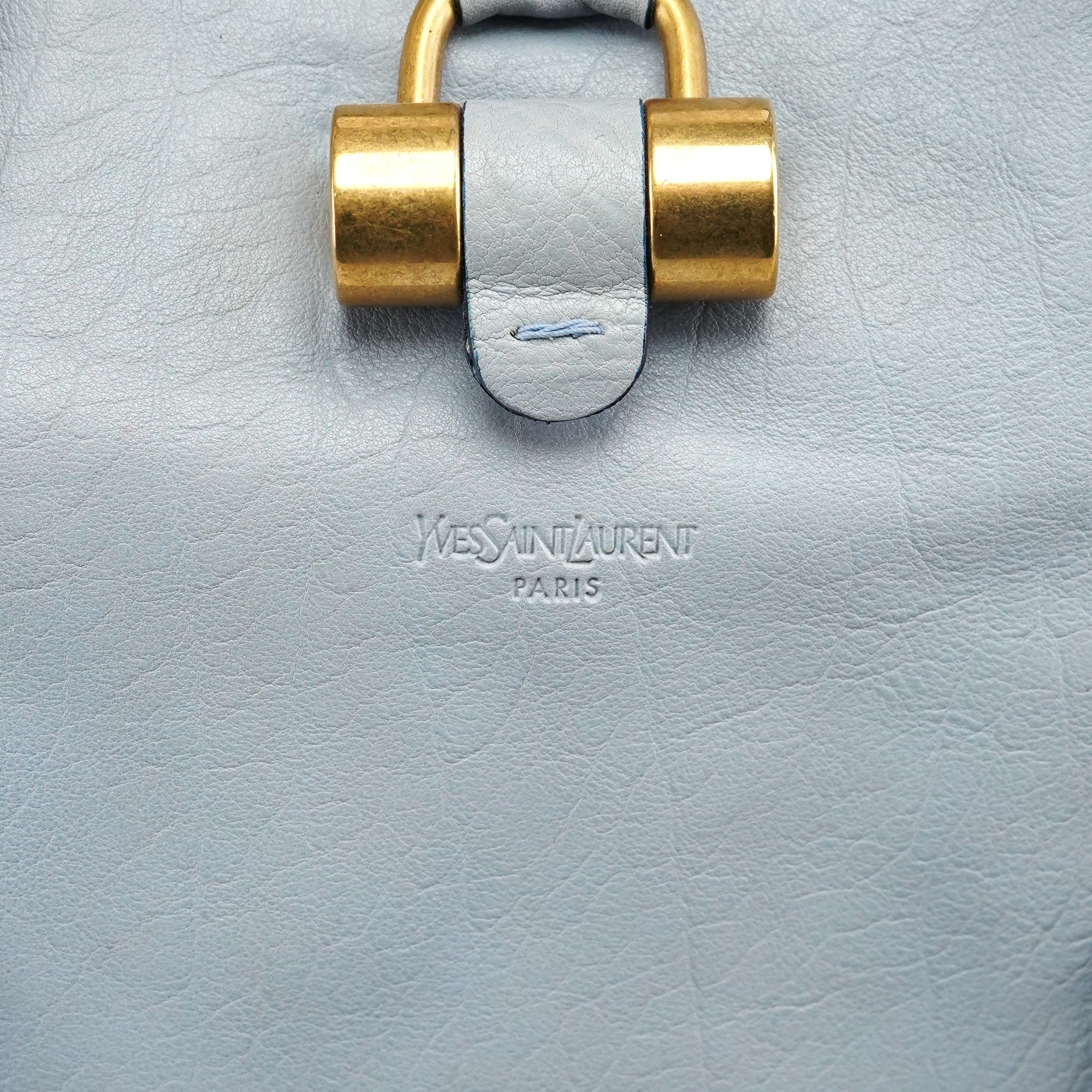 156464 Pale Blue Leather Muse Tote Bag