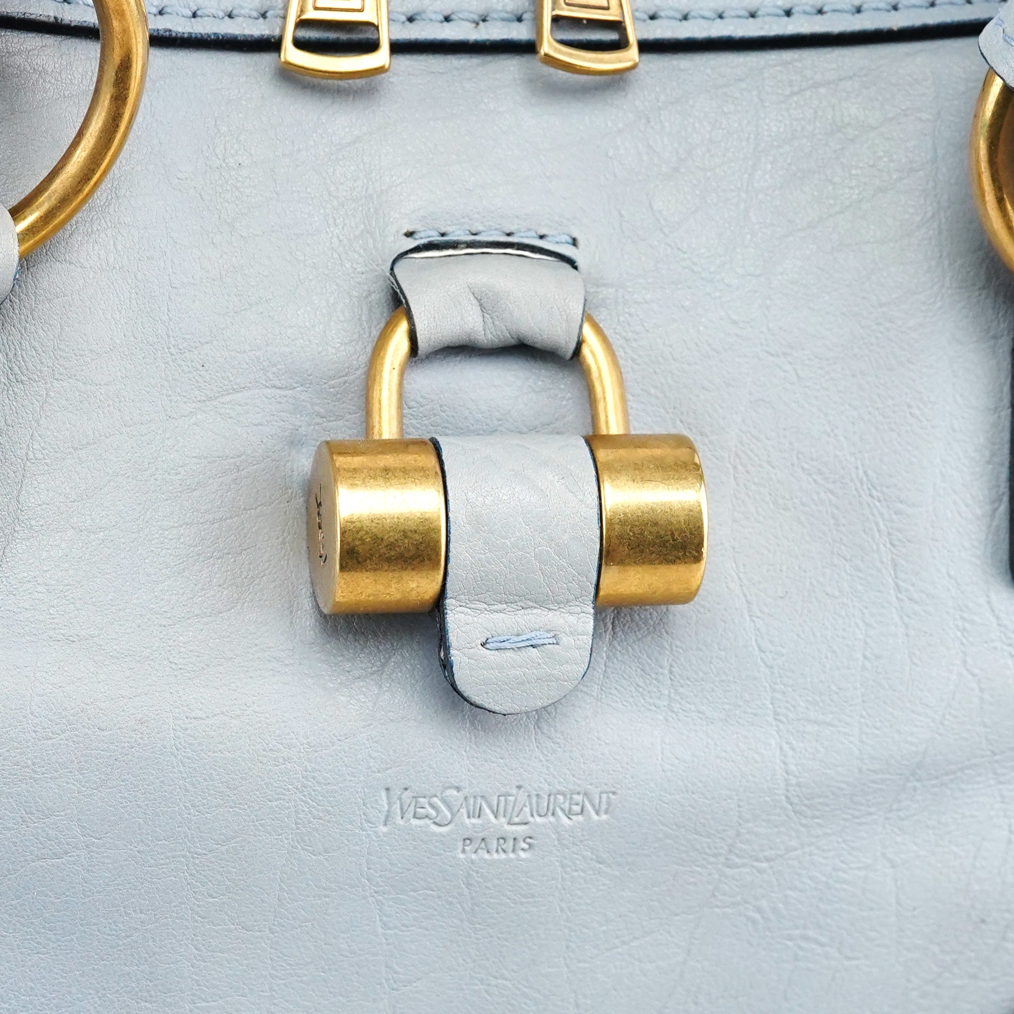 156464 Pale Blue Leather Muse Tote Bag