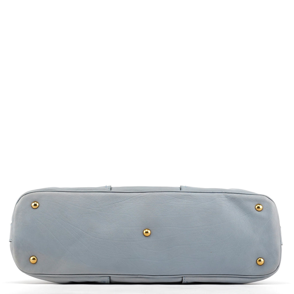 156464 Pale Blue Leather Muse Tote Bag