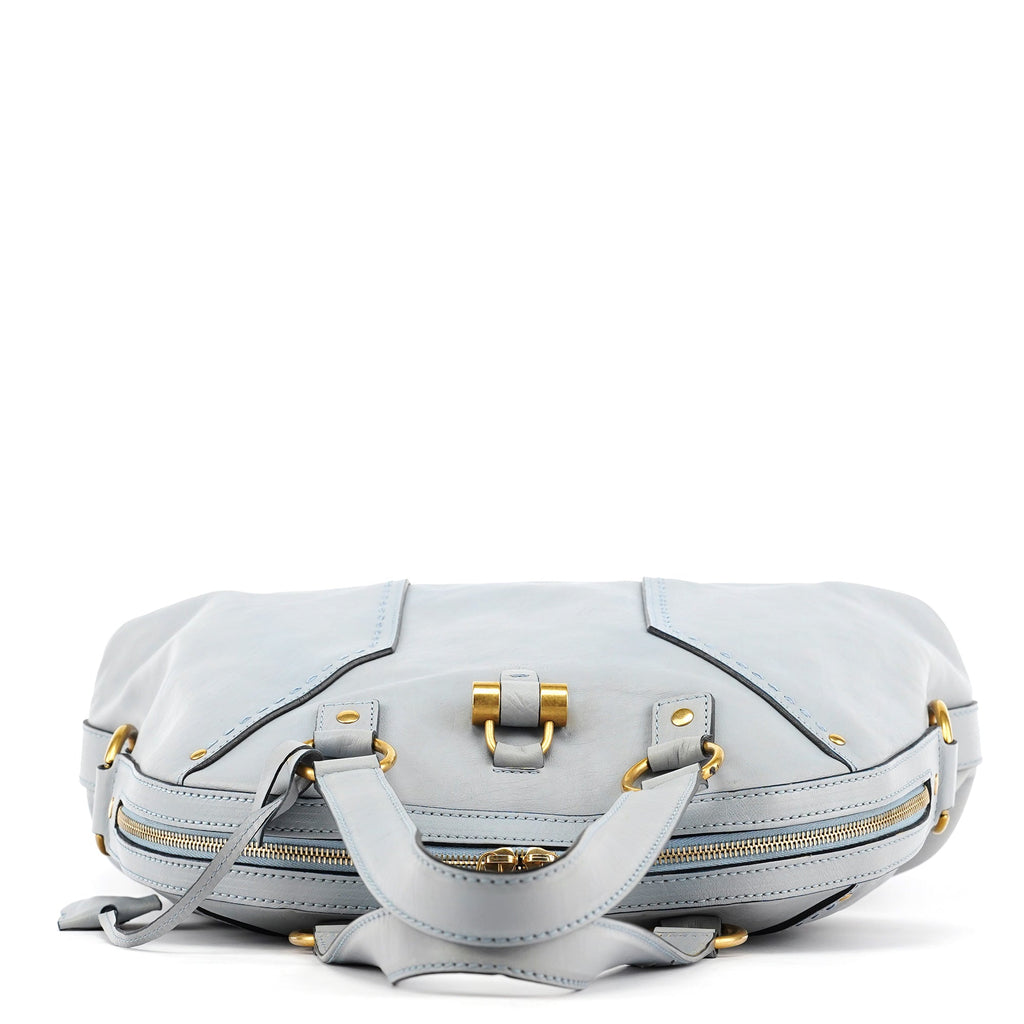 156464 Pale Blue Leather Muse Tote Bag
