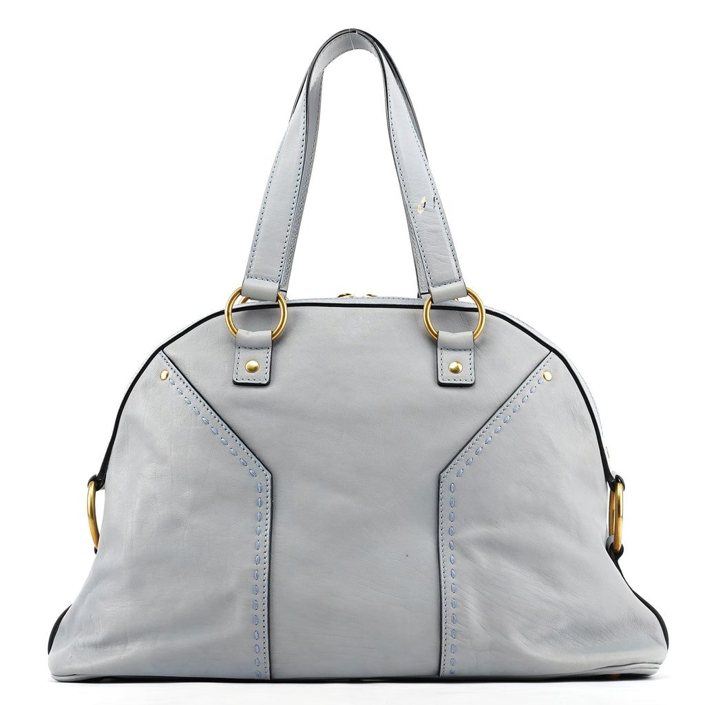 156464 Pale Blue Leather Muse Tote Bag