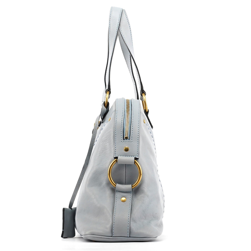 156464 Pale Blue Leather Muse Tote Bag