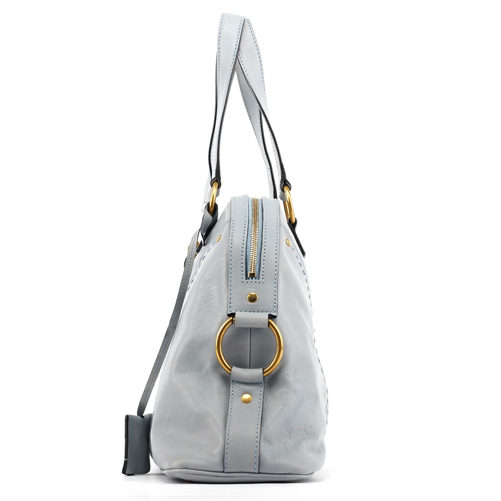 156464 Pale Blue Leather Muse Tote Bag