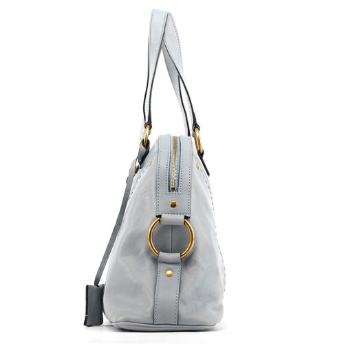 156464 Pale Blue Leather Muse Tote Bag
