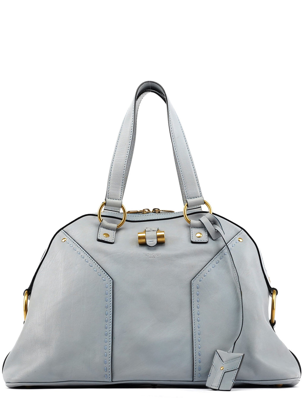 156464 Pale Blue Leather Muse Tote Bag