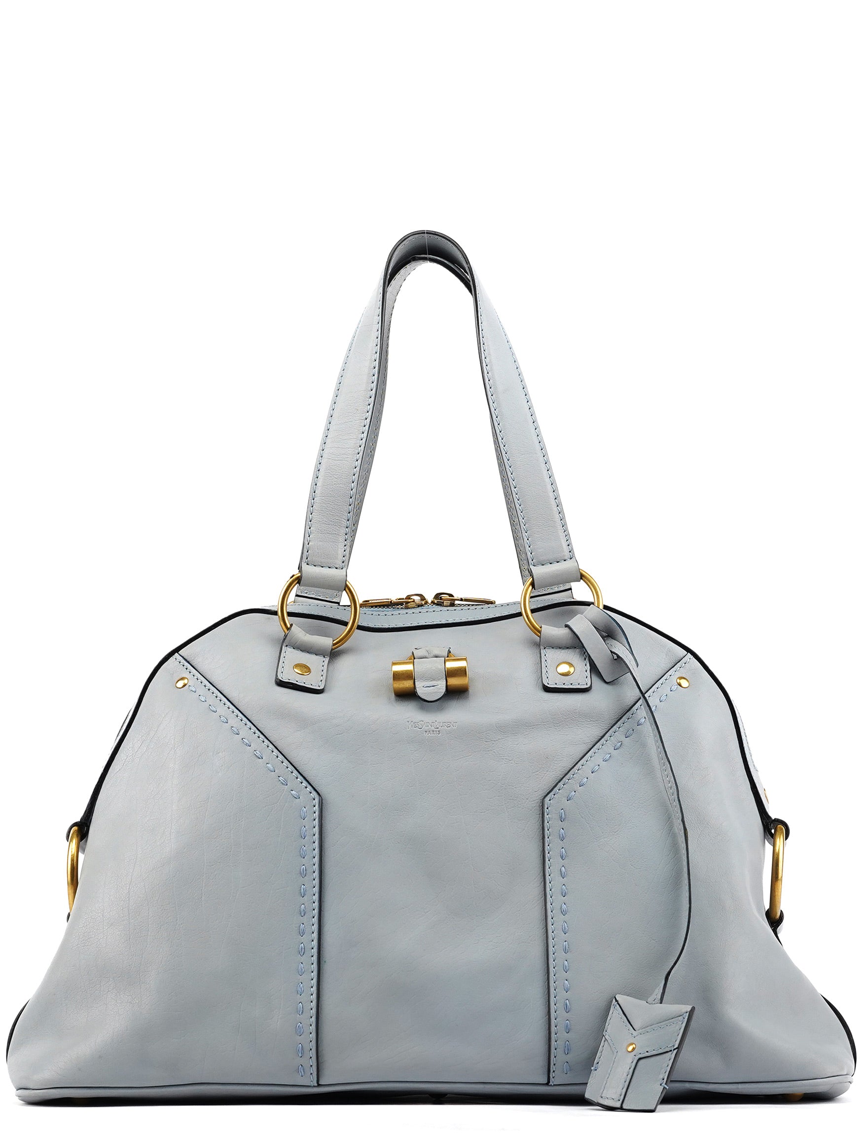 156464 Pale Blue Leather Muse Tote Bag