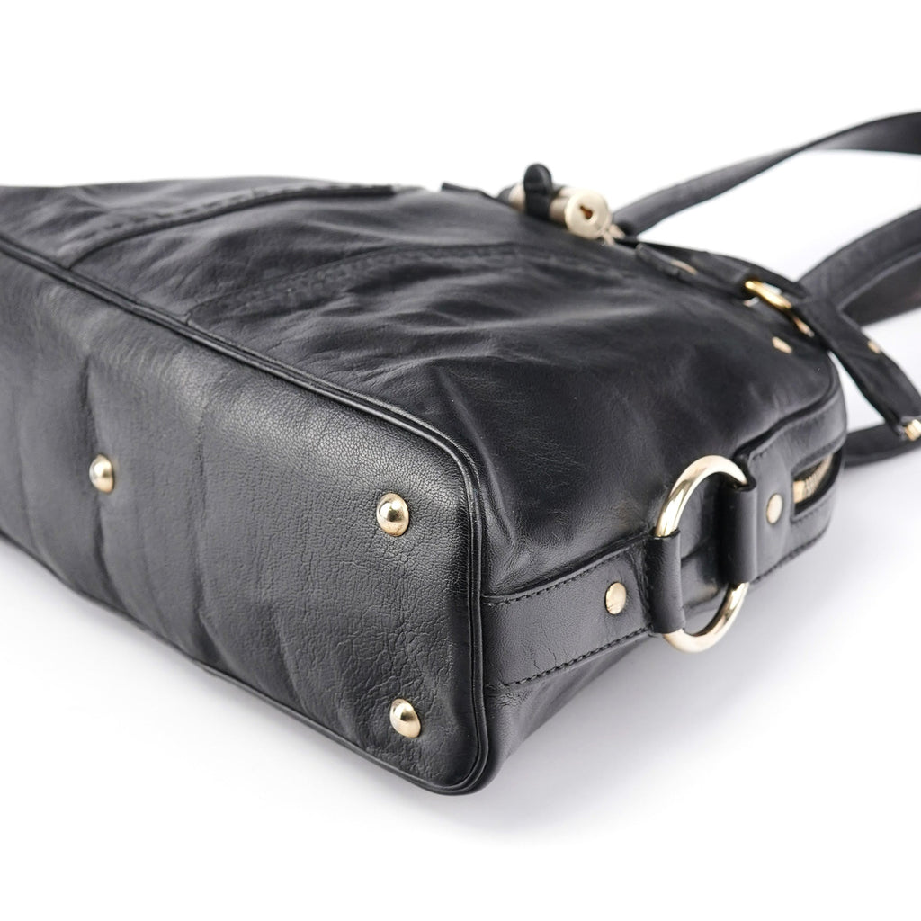 156465 Black Leather Muse Tote Bag